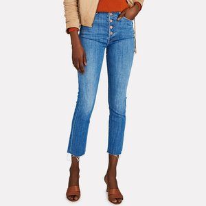 MOTHER High-Rise Button-Fly Cropped Jeans - Blue